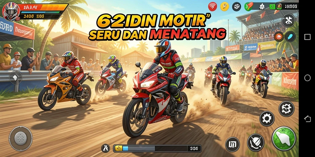 Screenshot gameplay 62IDN yang penuh aksi balapan motor.