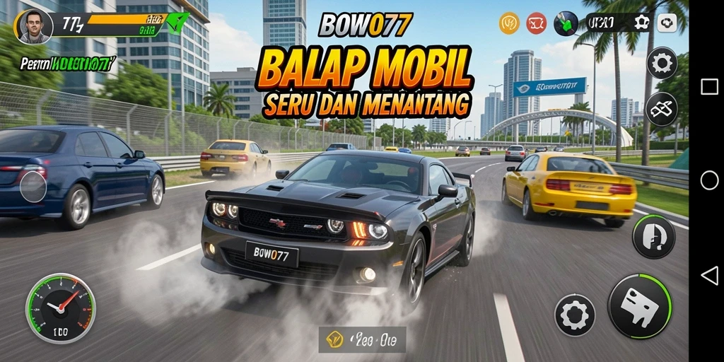 Tampilan gameplay balap penuh aksi di BOWO77.
