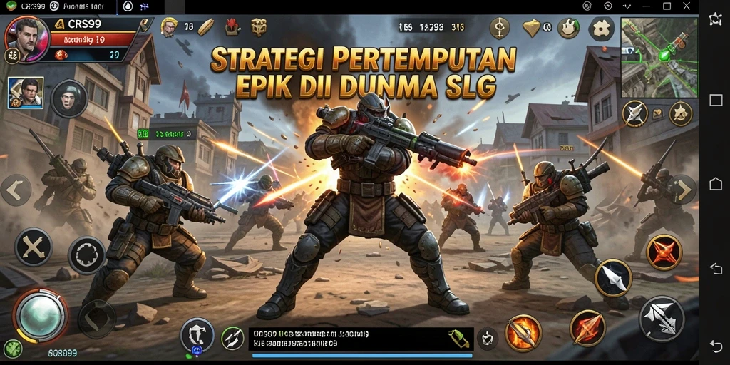 Screenshot gameplay CRS99 yang menunjukkan aksi pertempuran strategi.