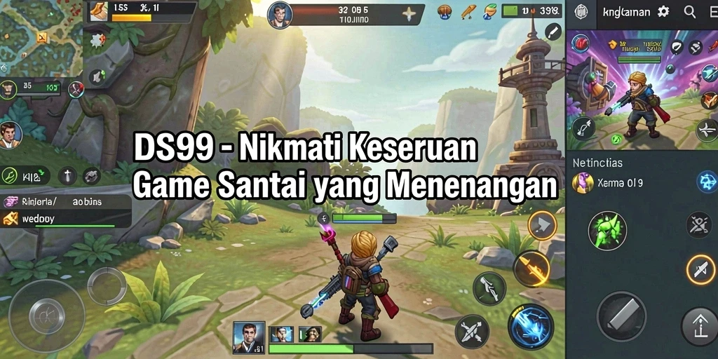Tangkapan layar gameplay DS99 yang menggembirakan dan penuh warna.