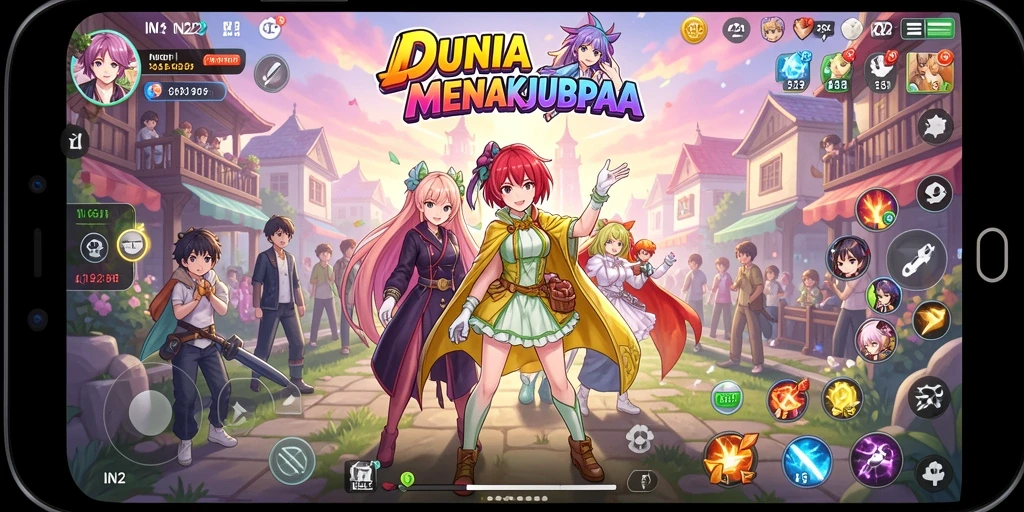 Tampilan permainan IN22 yang menarik dengan karakter anime ikonik.