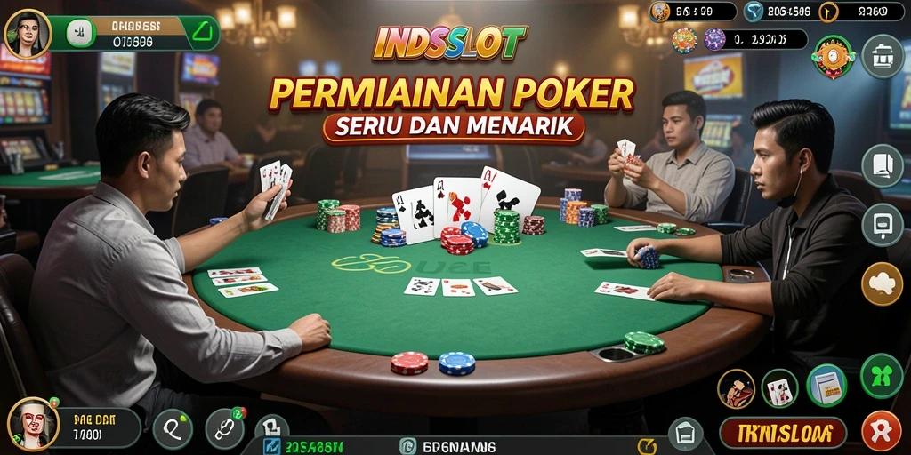 Tampilan screenshot INDSLOT menampilkan gameplay Poker yang seru.