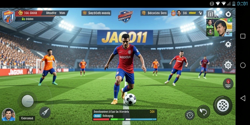 Screenshot berkualitas tinggi dari gameplay JAGO11 yang menunjukkan aksi seru di lapangan.