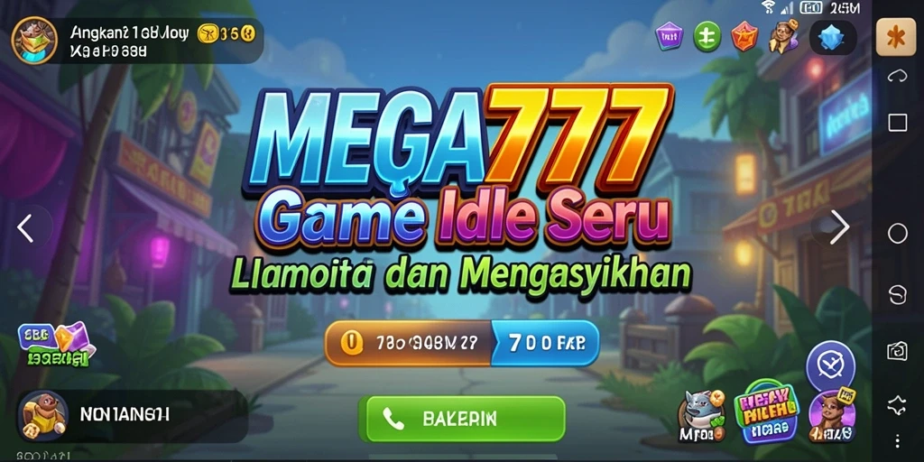 Tampilan gameplay MEGA777 yang warna-warni dan menarik.