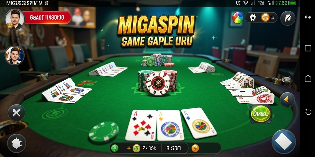 Screenshot gameplay MIGASPIN menunjukkan suasana bermain Gaple yang seru.