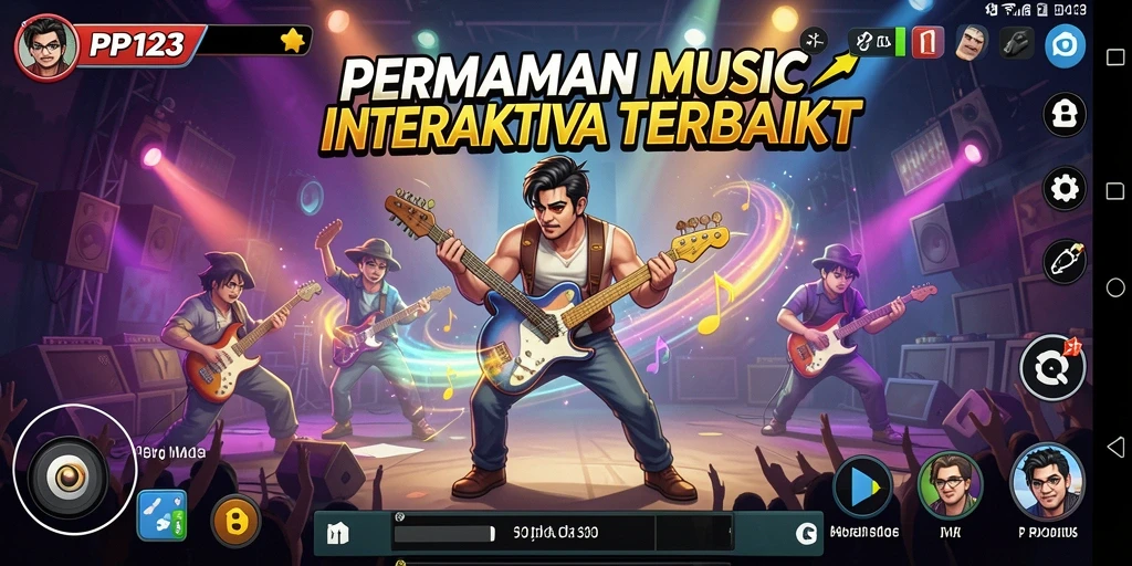 Tampilan gameplay PP123 yang memukau dengan efek musik yang dinamis.