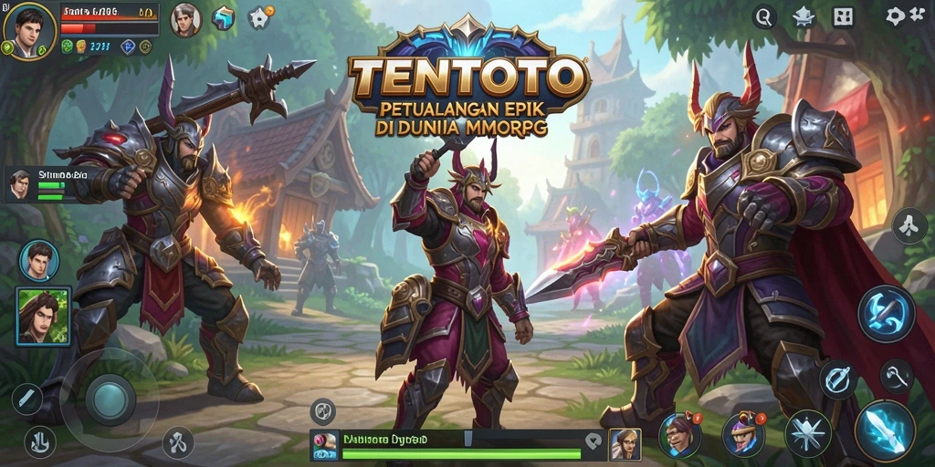 Tampilan screenshot TENTOTO menampilkan aksi pertempuran yang epik dalam dunia MMORPG.