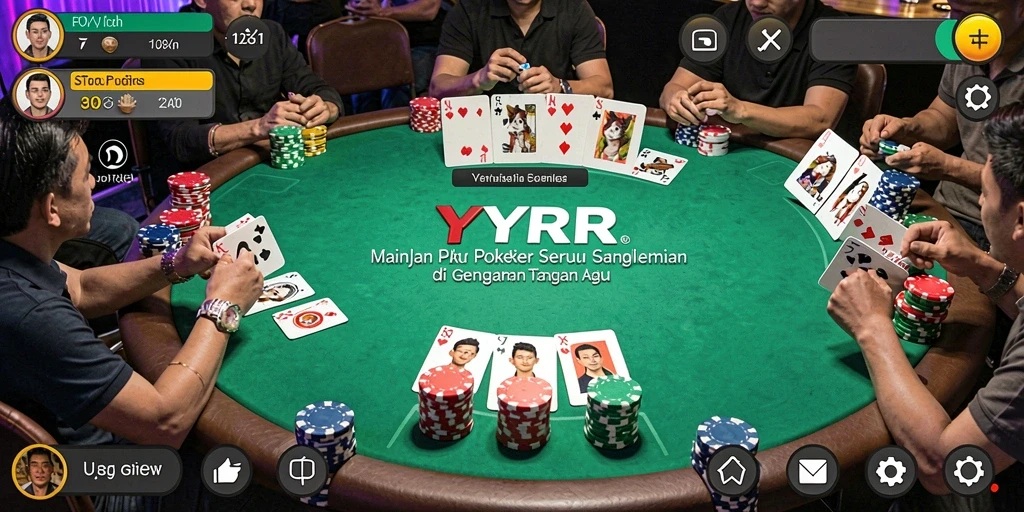 Screenshot gameplay YYRR yang menampilkan suasana permainan poker yang mendebarkan.
